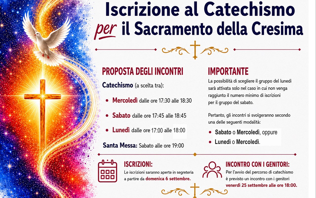 ISCRIZIONI CATECHISMO: CRESIMA